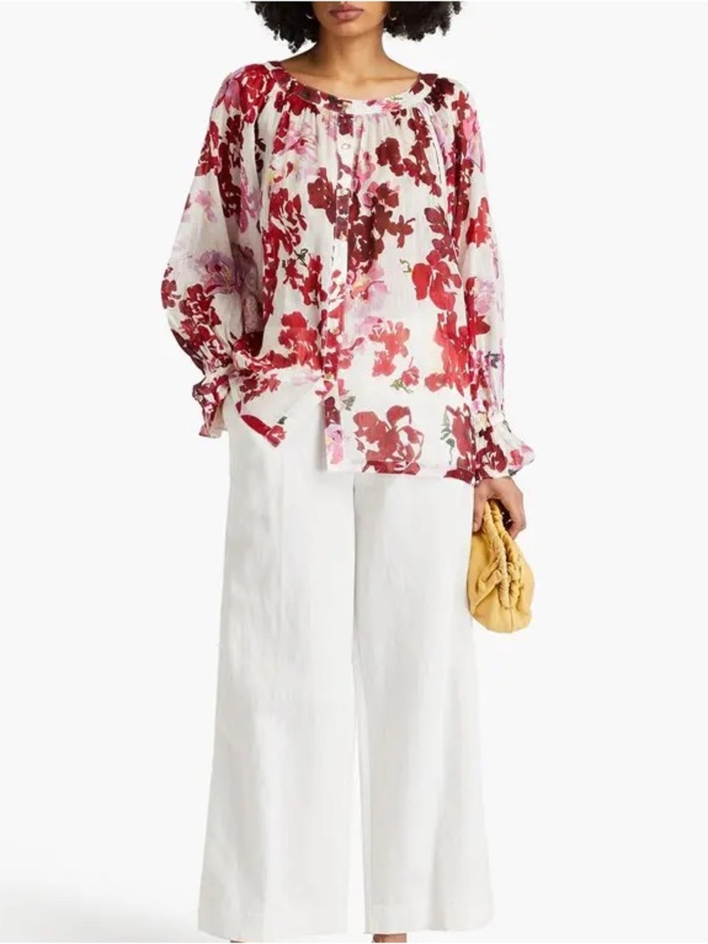 Aje Le Corsaire Floral Print Silk-Linen Blend Blouse | One Size